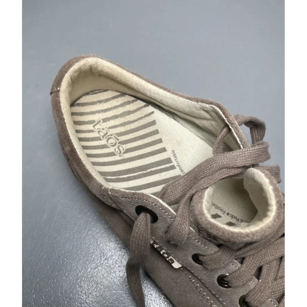 Taos Retro Star Sneakers Womens 9.5 Taupe Suede Low Top Lace Up Comfort Shoes